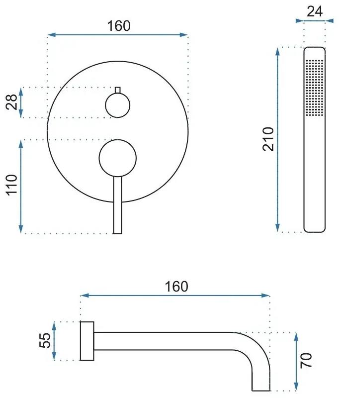 Rea Lungo, podomietková vaňová súprava + box P6300 - komplet sada, zlatá, REA-P4563
