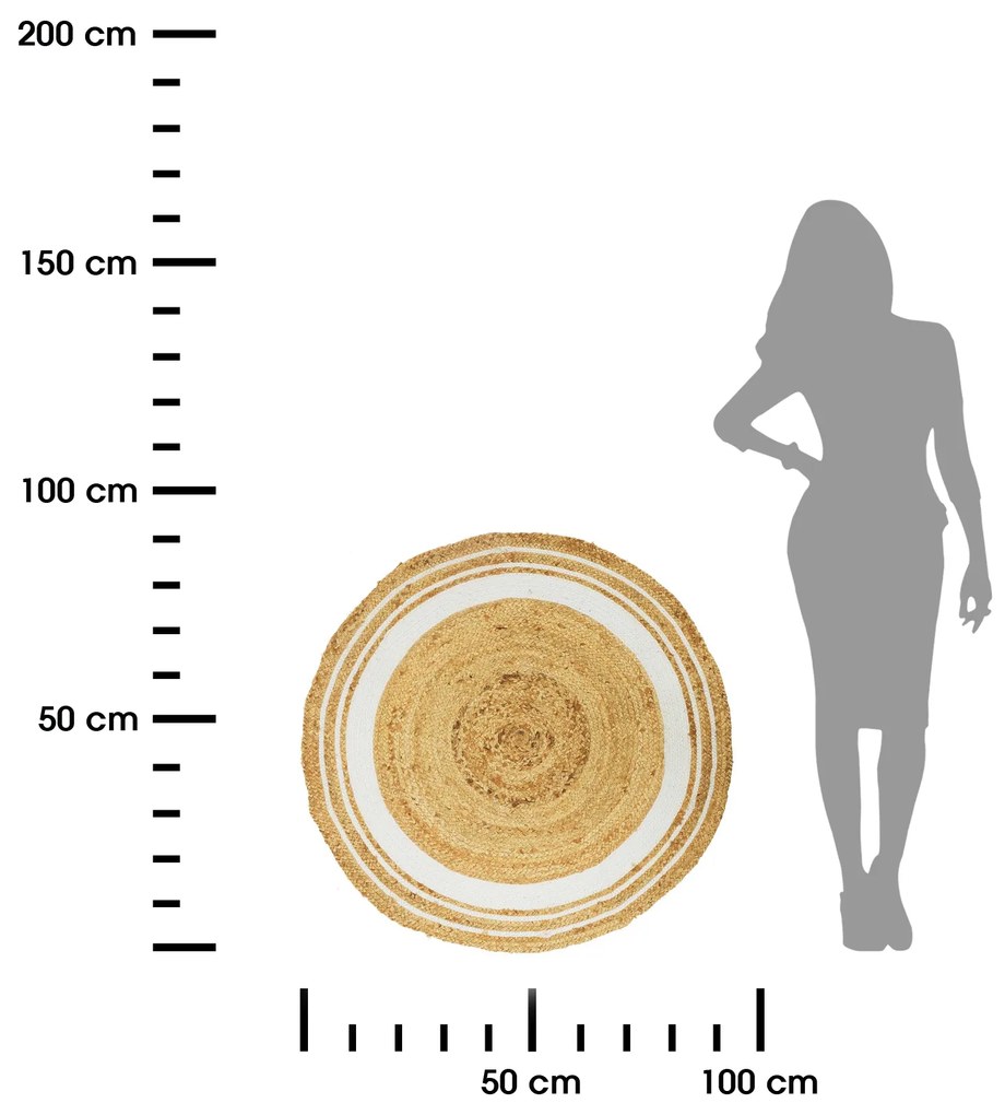 Koberec Boho Ring, (fi) 90 cm, béžová/biela