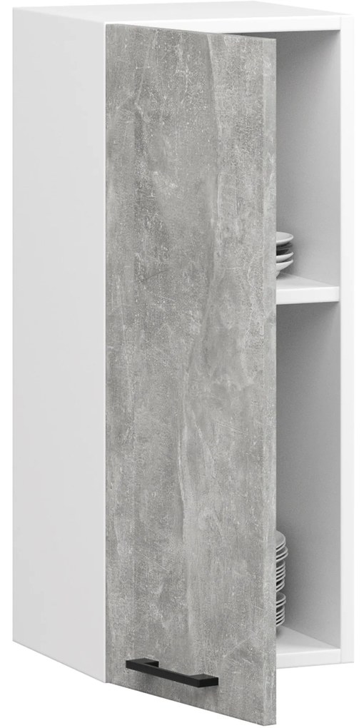 Závěsná kuchyňská skříňka OLIVIE 30x72 cm matná bílá/beton