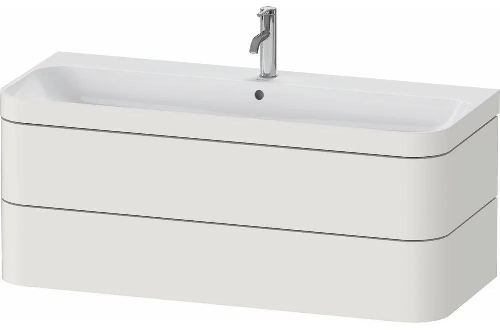 DURAVIT Happy D.2 Plus c-bonded závesná skrinka s nábytkovým umývadlom s otvorom, 2 zásuvky, 1175 x 490 x 480 mm, nordická biela matná lakovaná, HP4639O39390000