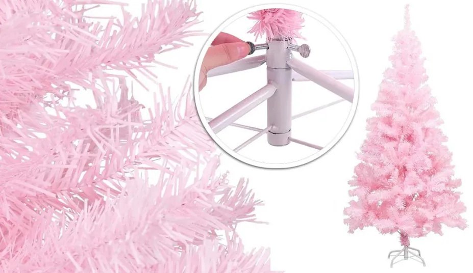 Umelý vianočný stromček ružový, v rôznych veľkostiach, 120 cm