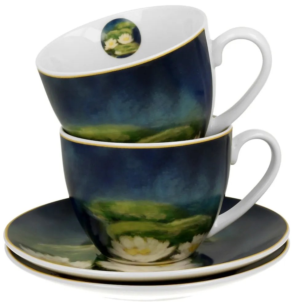 Porcelánová šálka s podšálkou Monet Nenufars 270 ml sada 2ks