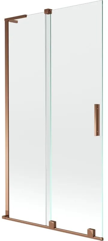 Mexen Velar L, 2-krídlová posuvná vaňová zástena 100 x 150 cm, 8mm číre sklo, ružové zlato, 896-100-003-01-60