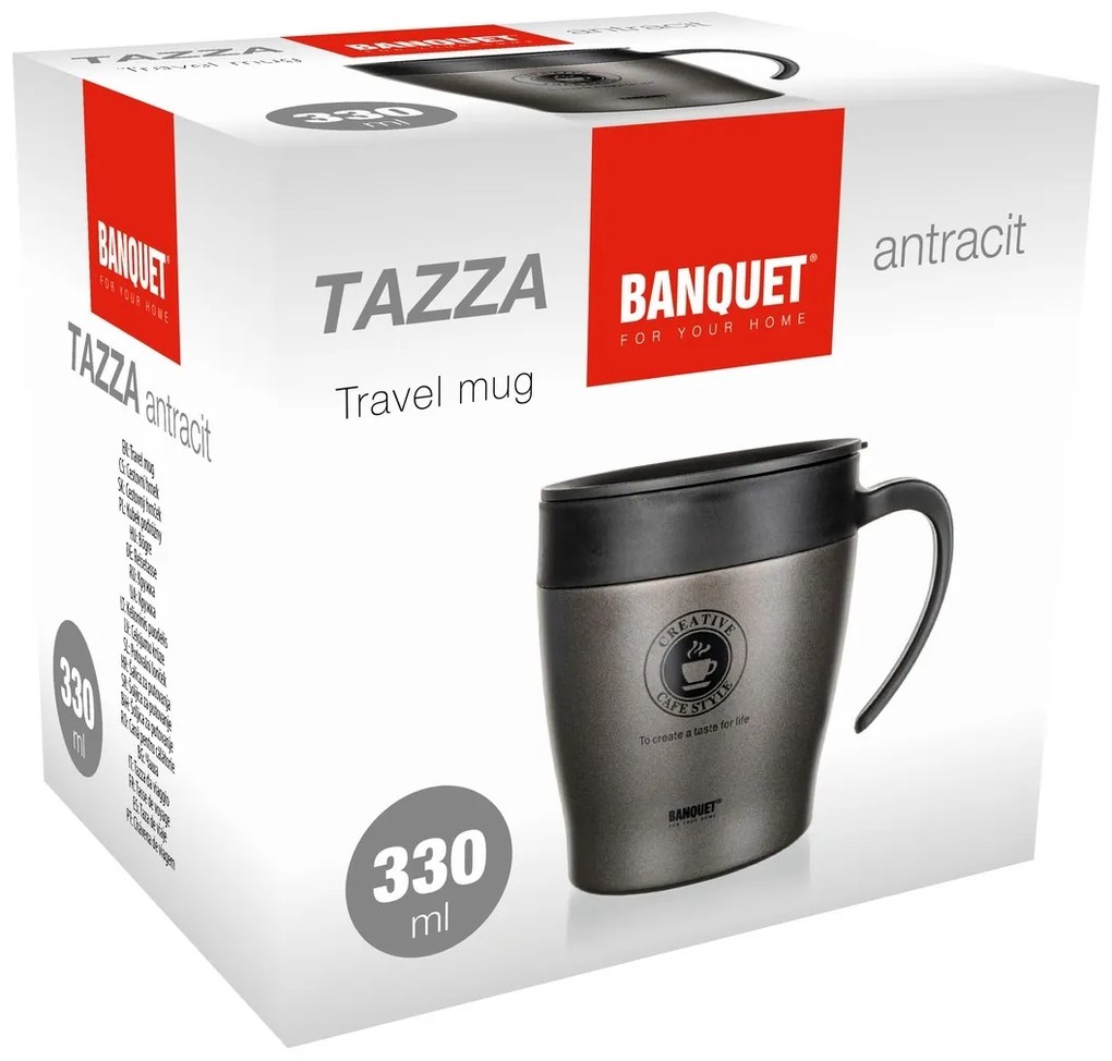 Banquet Termohrnček cestovný TAZZA 330 ml, antracit