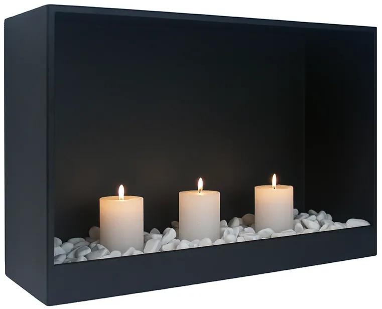 Dekoratívny krb na sviečky Cube 600 čierny