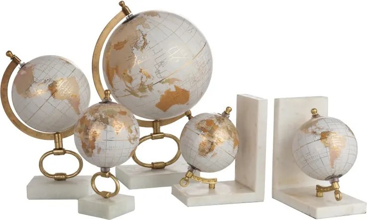 Glóbus na kovovej zlatej nohe Marble e-small - ∅10 * 20 cm