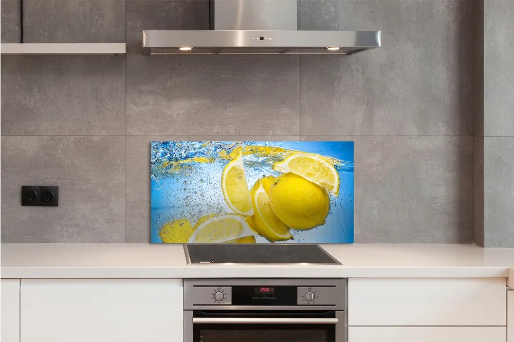 Sklenený obklad do kuchyne Lemon vo vode 100x50 cm