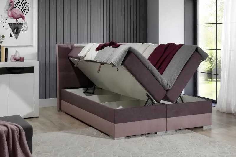 Posteľ Boxspring Damasia 200 x 180, zelená / šedá (DMS 11)