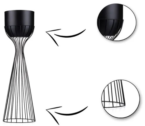 Kovový kvetináč LOFT 68x20 cm čierna