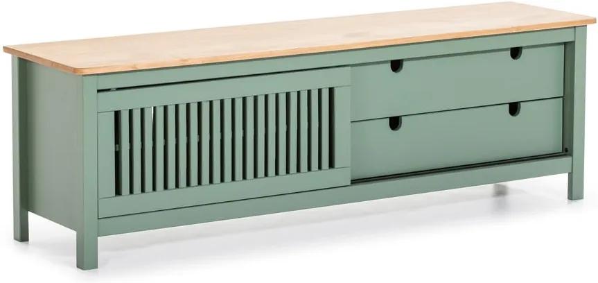 Zelený drevený TV stolík Marckeric Bruna