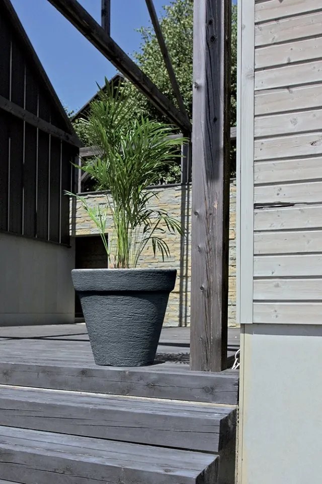 Nízky kvetináč Classic tmavosivý