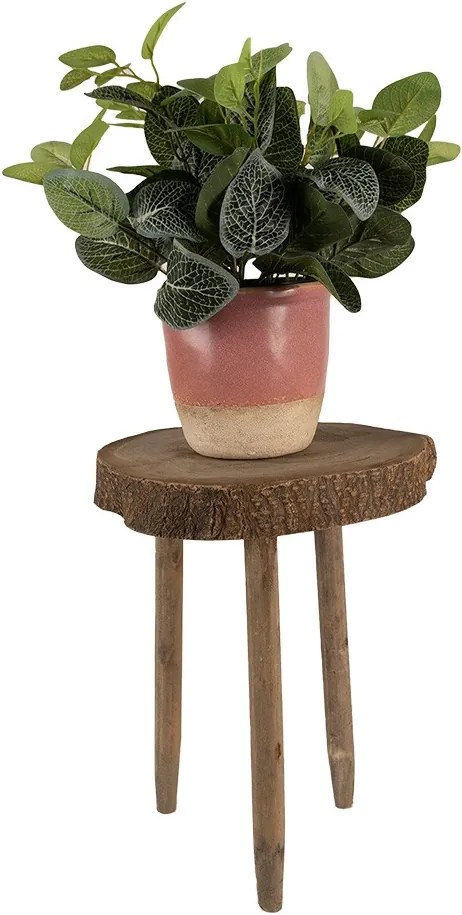 Dekoračný kvetinový drevený okrúhly stolík - Ø 24*36 cm