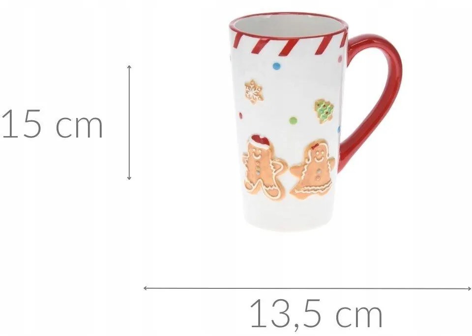 Keramický hrnček Lissa 15 cm biely/červený