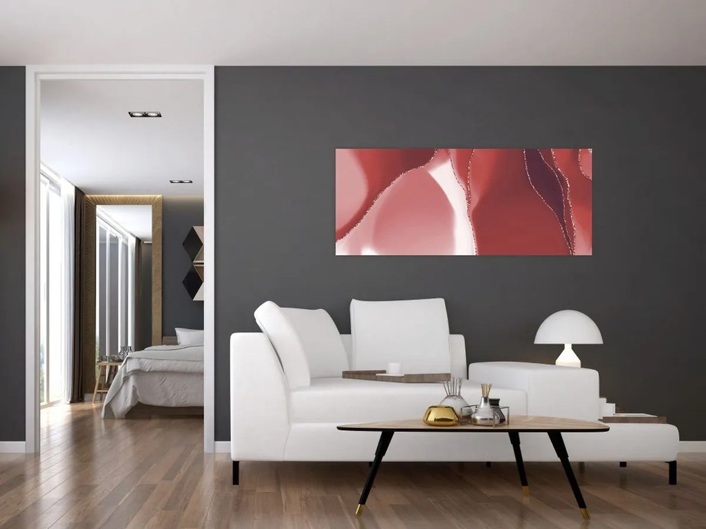 Obraz - Červená abstraktná kvetina N⁰3 (120x50 cm)