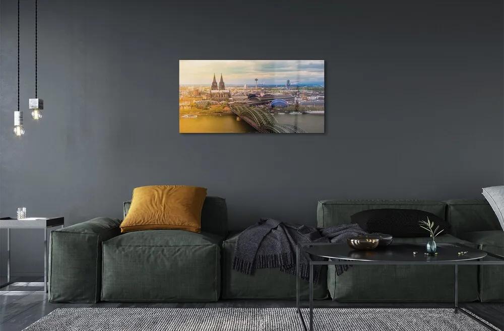 Sklenený obraz Nemecko panorama riečny mosty 100x50 cm