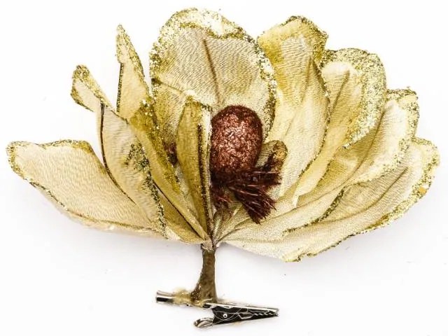 DECOLED Umělá květina se svorkou, krémová, 20 cm