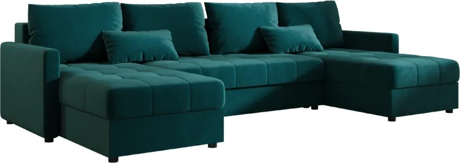 AKCE Rozkladacia sedacia súprava do U VENORIA 285x146 cm, petrolejová + 2 vankúšiky ZADARMO II. akosť