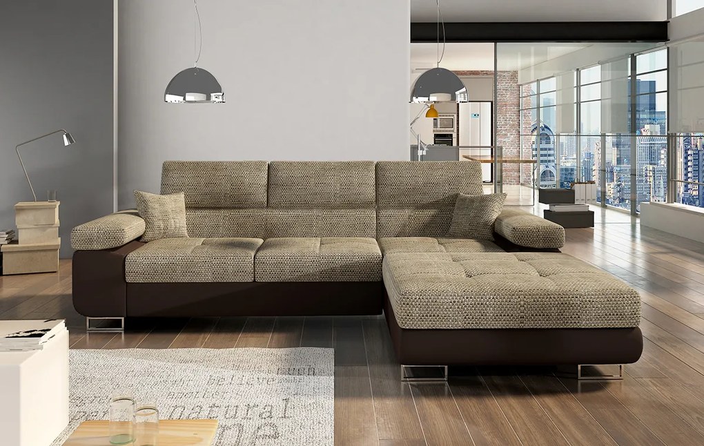 Rohová sedačka s rozkladom a úložným priestorom Alkazar L - tmavomodrá