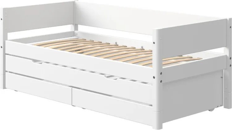 Biela detská posteľ s prídavným výsuvným lôžkom a úložným priestorom Flexa White