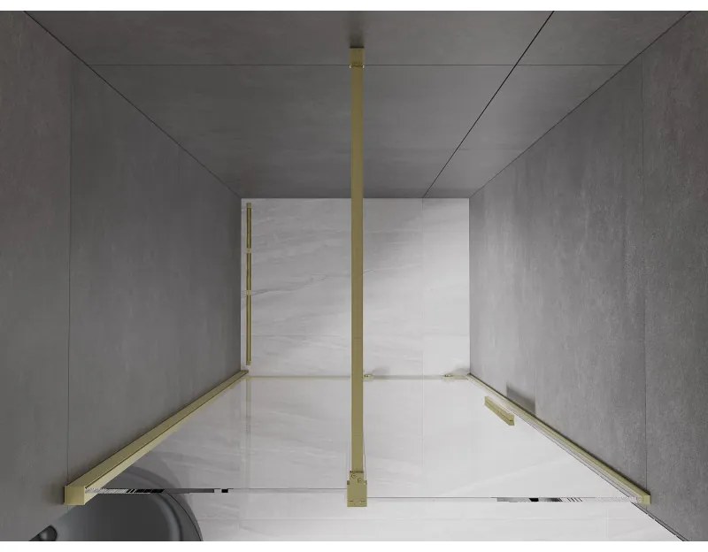 Mexen Velar, posuvné dvere do otvoru 110x200 cm, 8mm číre sklo, zlatá matná, 871-110-000-01-55