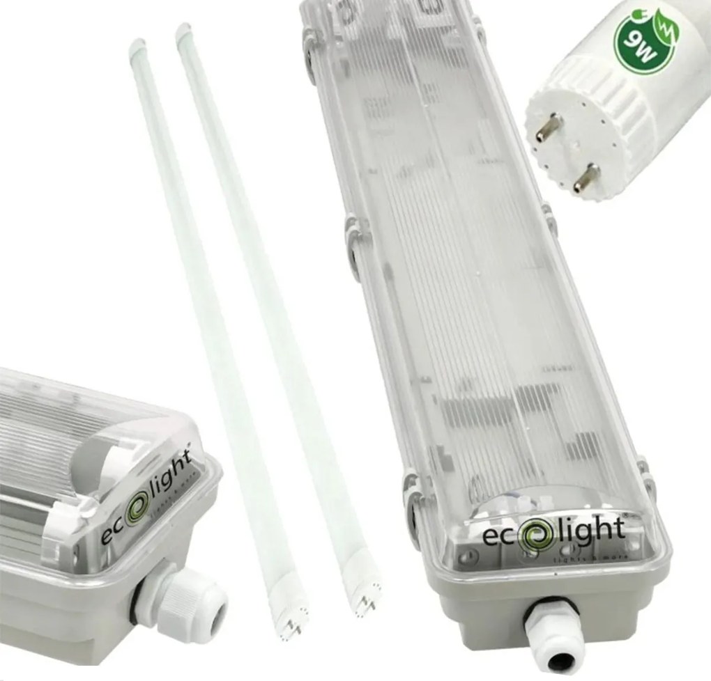 Hermetické LED svietidlo 60 cm + 2 LED žiarivky - teplá biela