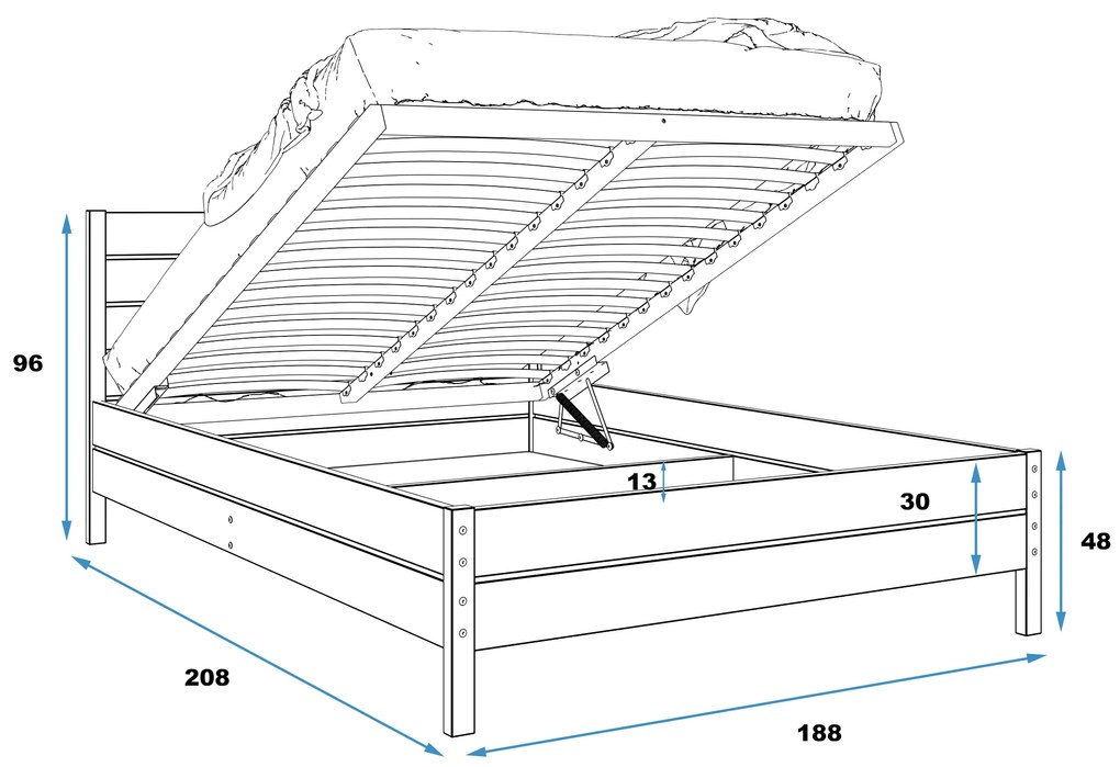 Manželská posteľ CONTINENTAL 180x200 prírodná borovica