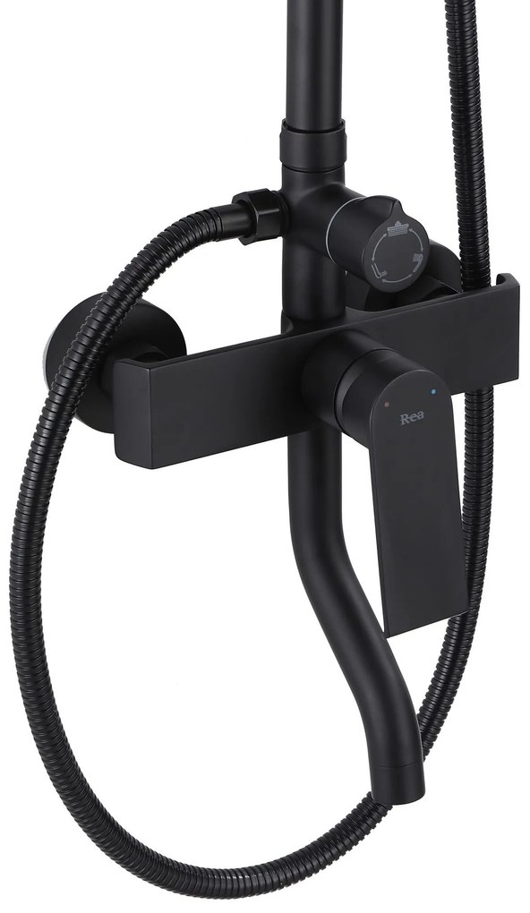 Rea Hass, sprchová zostava s vaňovou batériou, čierna matná, REA-B9968