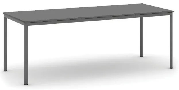 Jedálenský stôl, 200x80 cm, tmavo sivá podnož, grafit