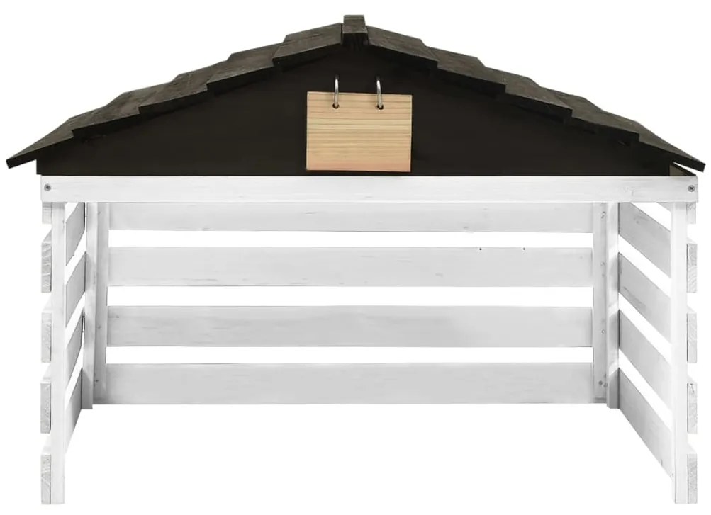 Garáž na robotickú kosačku čierno-biela 78x74x54 cm jedľové drevo