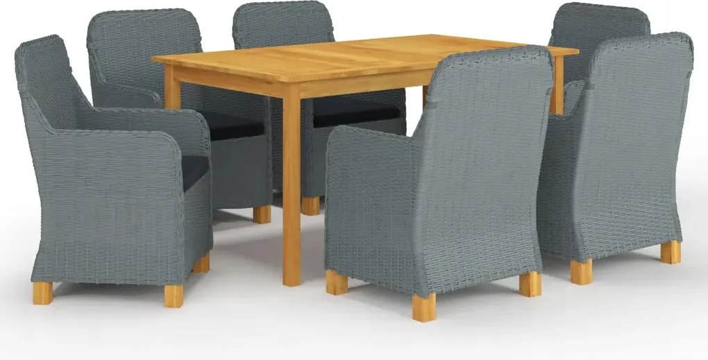 vidaXL 7-dielna záhradná jedálenská súprava bledosivá