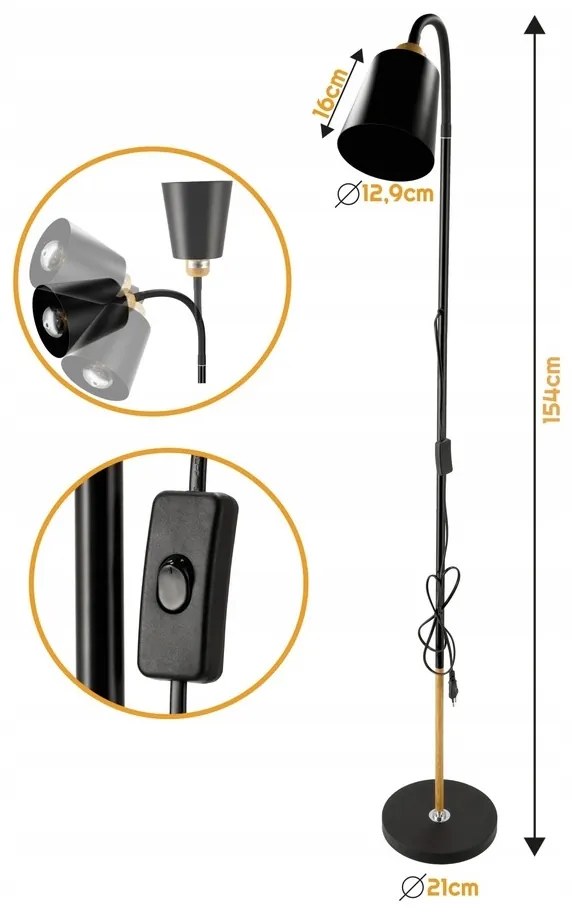 BERGE Stojacia lampa LED E27 - VIEW