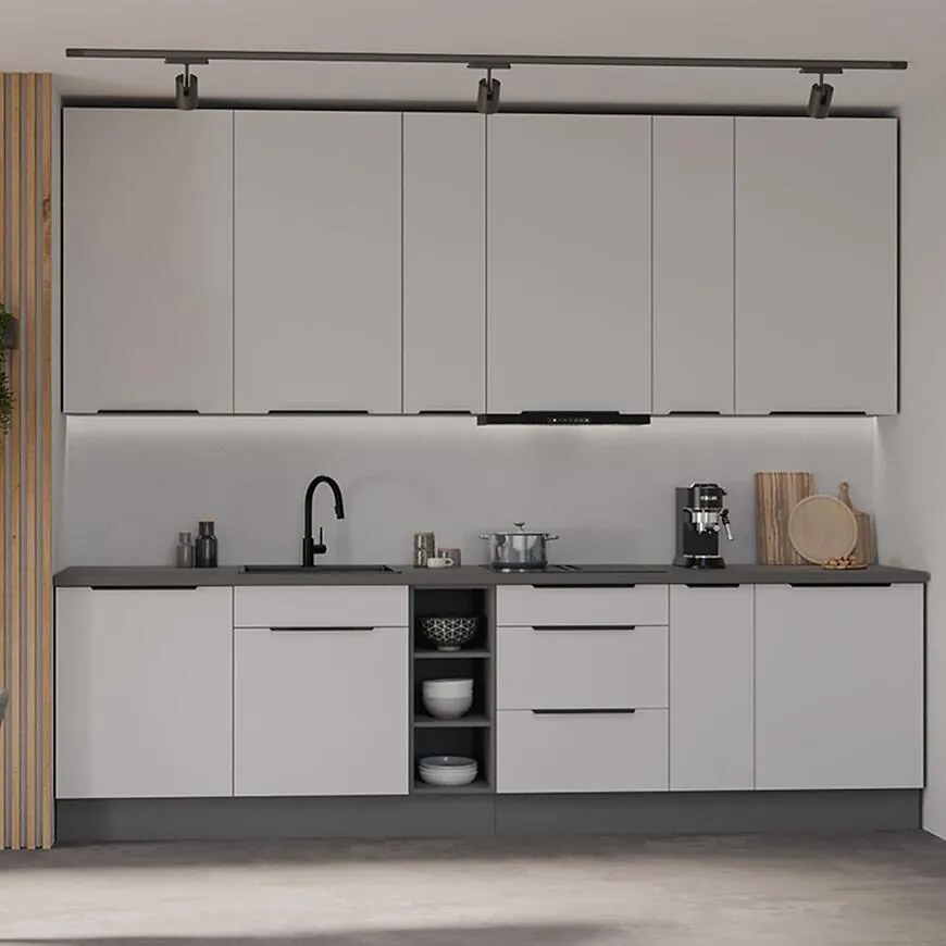 Kuchynská linka Aria WH/ANT 300 cm bez kuchynskej dosky