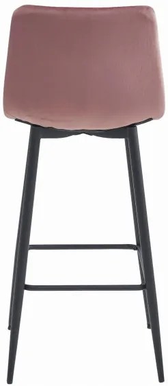 Set dvoch barových stoličiek ARCETO zamatové ružové (čierne nohy) 2 ks