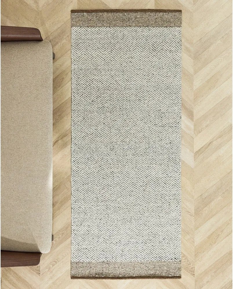 Béžový obojstranný/ručne tkaný vlnený behúň 80x200 cm Nifelia – Kave Home