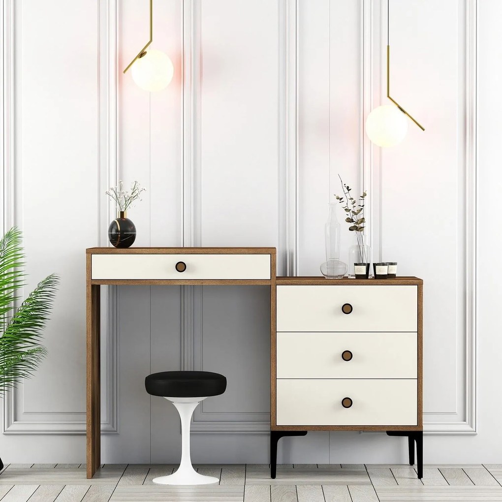 Toaletný stolík Lizbon 554 - Walnut, Cream