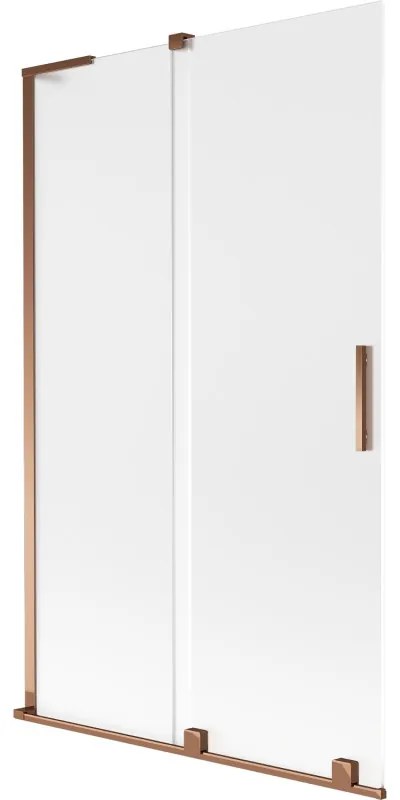 Mexen Velar L, 2-krídlová posuvná vaňová zástena 110 x 150 cm, 8mm sklo námraza, ružové zlato, 896-110-003-31-60