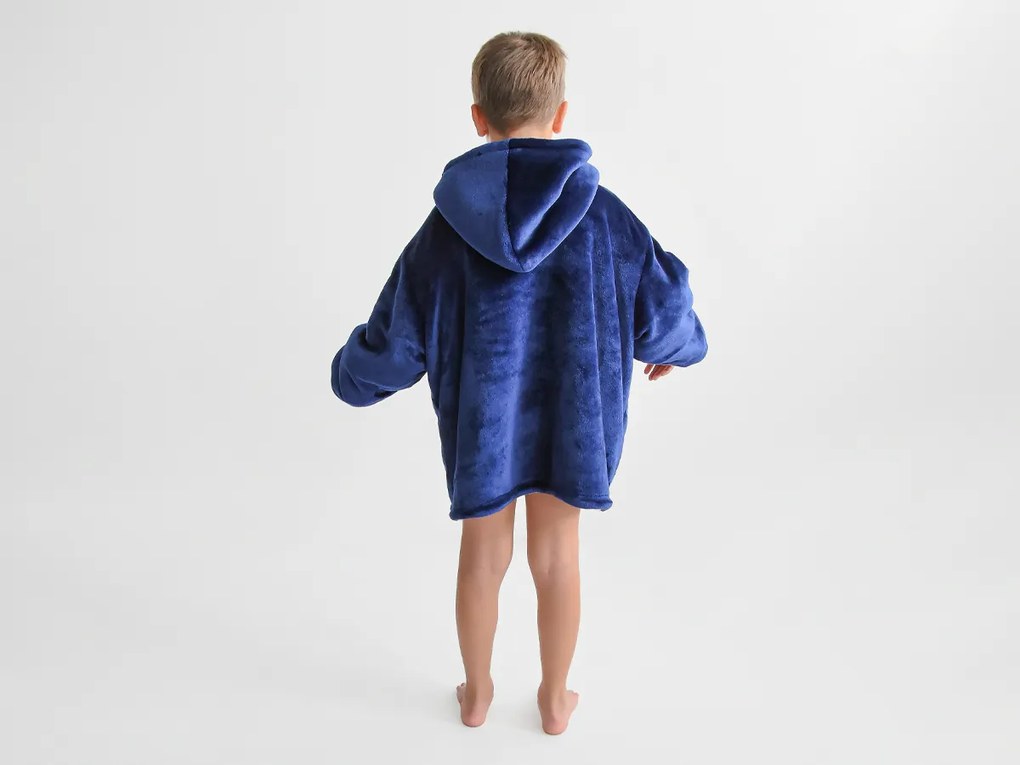 XPOSE® Detská mikinová deka s barančekom (malá) - tmavo modrá
