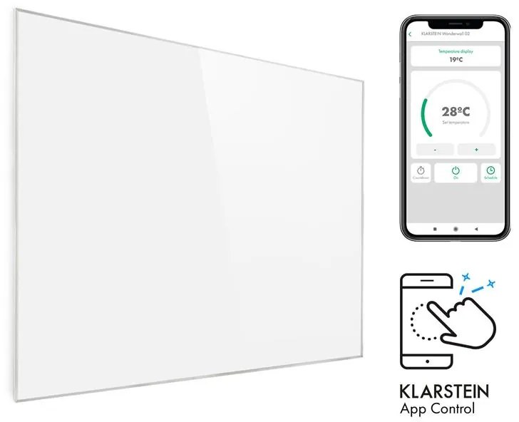Wonderwall 1200 Smart, infračervený ohrievač, 100 x 120 cm, 1200 W, týždenný časovač, IP24, biely