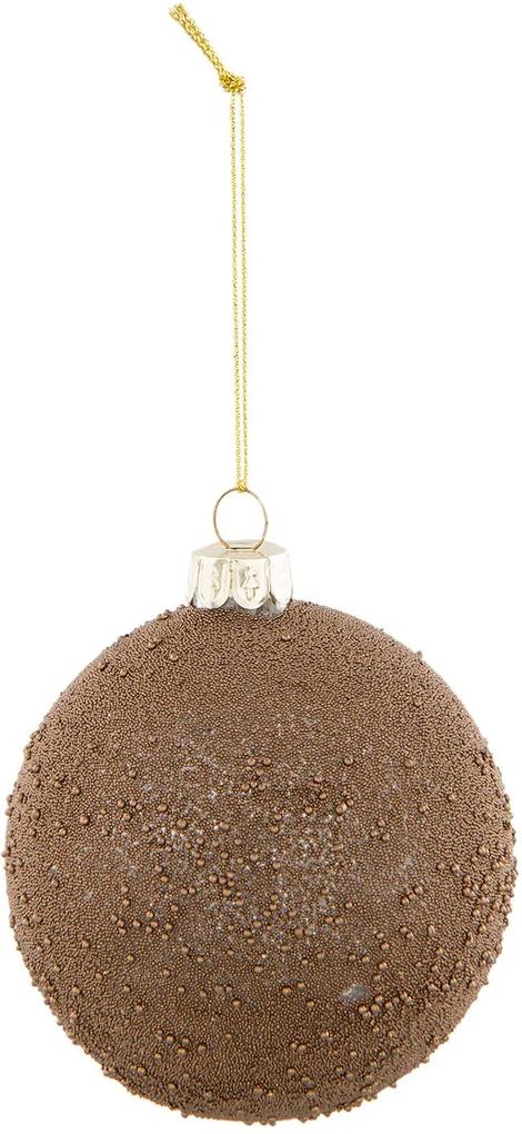 Sklenená vianočné gule s hnedými perličkami - Ø 8 * 9 cm
