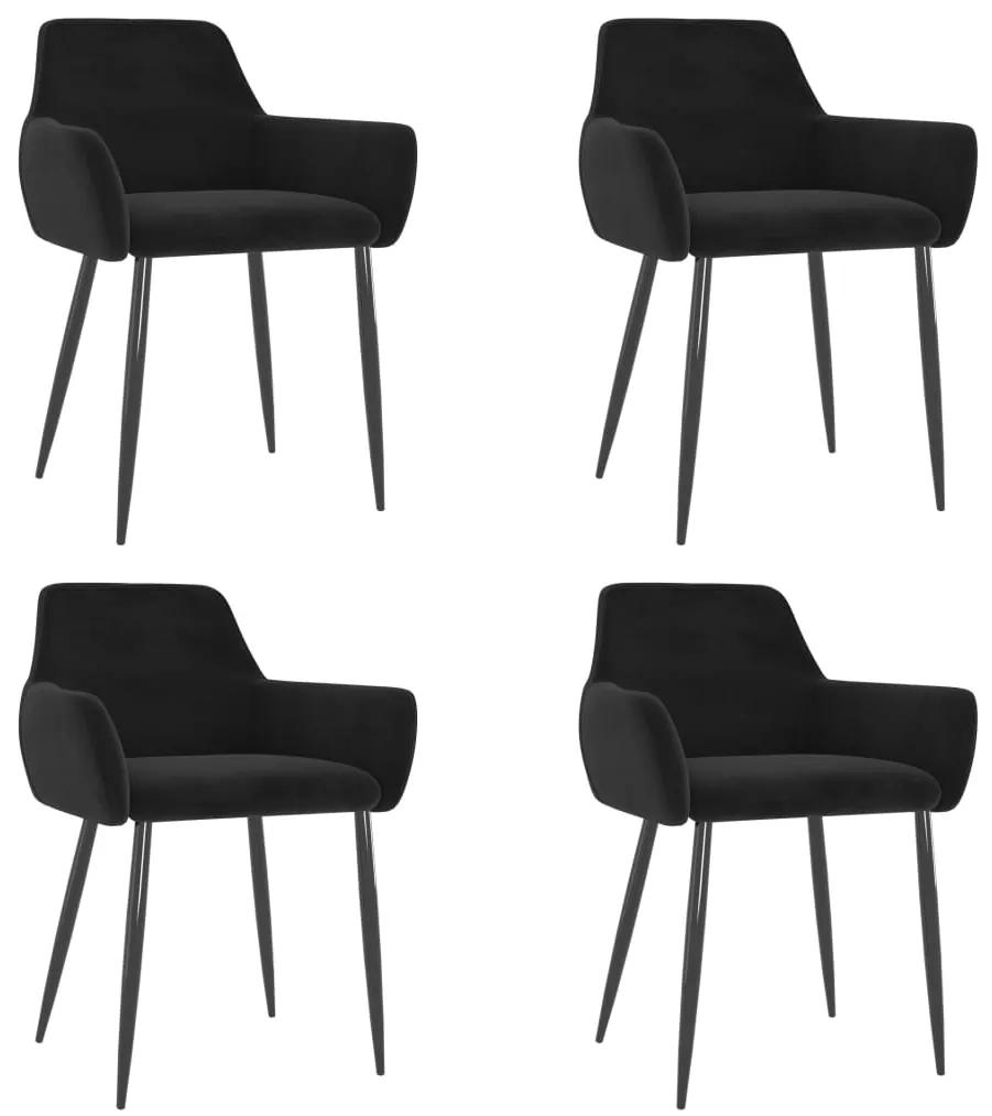 Jedálenské stoličky 4 ks čierne zamat