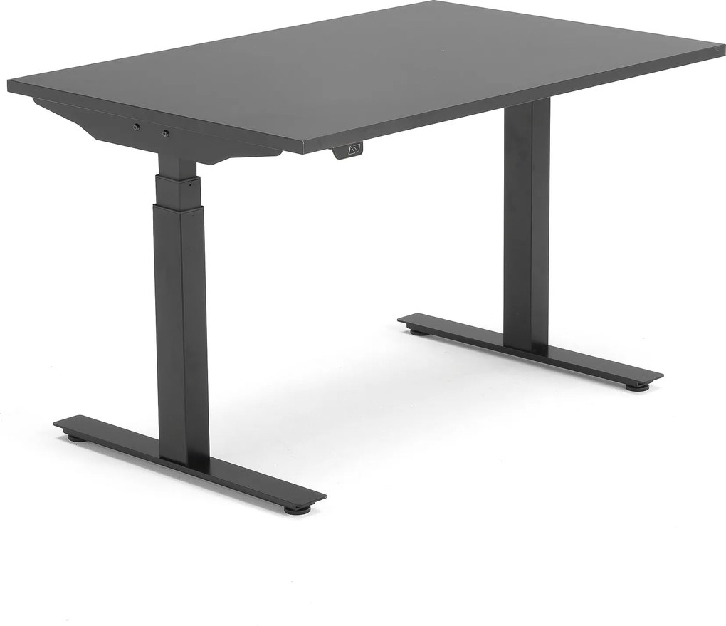 Výškovo nastaviteľný stôl Modulus Smart, 1200x800 mm, čierna, čierna