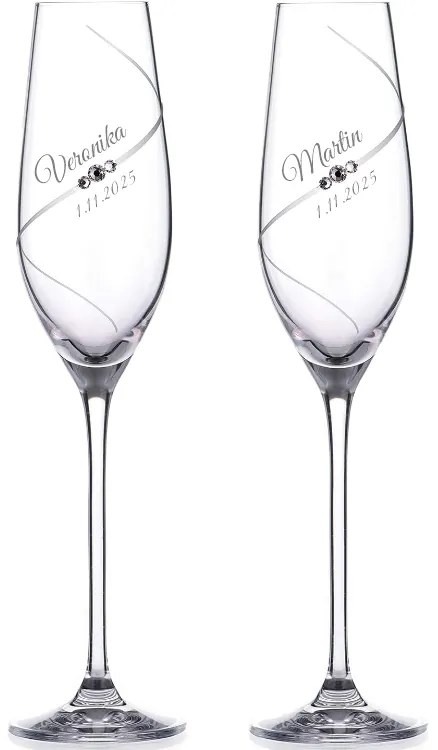 Dekorant Svadobné poháre na šampanské Silhouette City s kamienkami Swarovski 210 ml 2KS