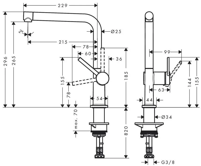 Hansgrohe M54, drezová batéria Talis, kartáčovaný čierny chróm, HAN-72840340
