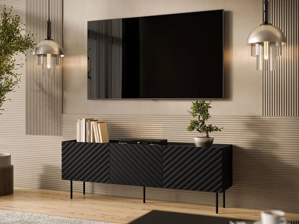 TV stolík/skrinka Gretzo 165 3D, Farby: biela