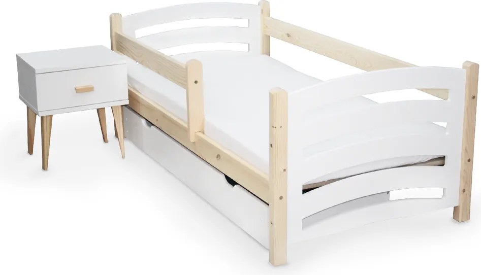 Detská posteľ MELA 80 x 160 cm biela/borovica Rošt: S lamelovým roštom, Matrac: Matrac EASYSOFT 10 cm