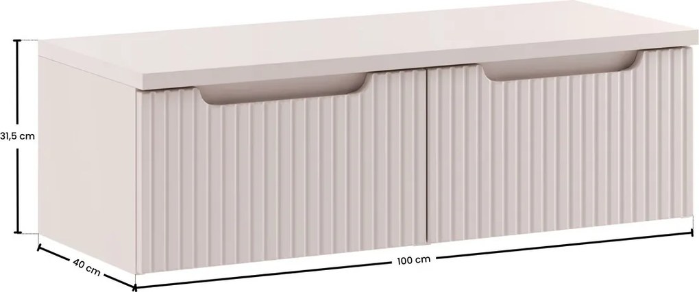 Závěsná skříňka pod umyvadlo Nova Cashmere s deskou 100 cm kašmírová