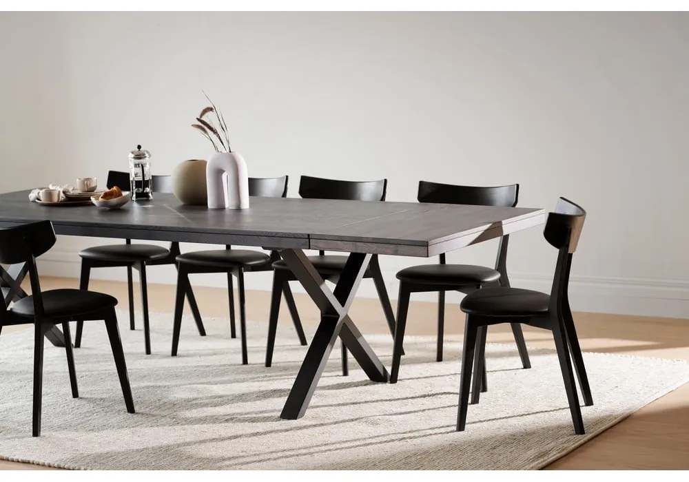 Tmavohnedá dubová prídavná doska jedálenského stola Rowico Brooklyn