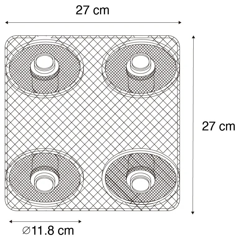 Priemyselné stropné bodové svetlo čierne s drevom 4-svetlo - Jasmine
