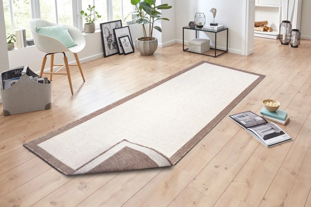 NORTHRUGS - Hanse Home koberce Kusový koberec Twin-Wendeteppiche 105474 Linen – na von aj na doma - 80x250 cm