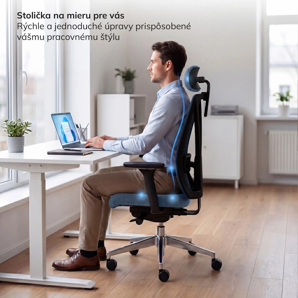 Ergonomická otočná kancelárska stolička, tmavomodrá: VECTOR